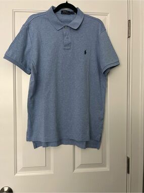 Polo by Ralph Lauren Men's Light Heathered Blue Polo Shirt Size L